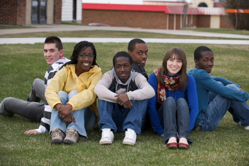 Kids on some grass